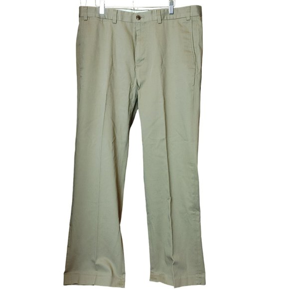 EDDIE BAUER Mens 38 x 32 Khaki Front Pleated Casual Trouser Pants - Picture 1 of 4